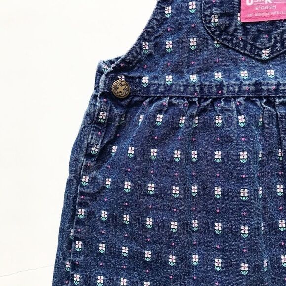 Vintage Oshkosh embroidered floral denim dress 6X - Picture 3 of 8